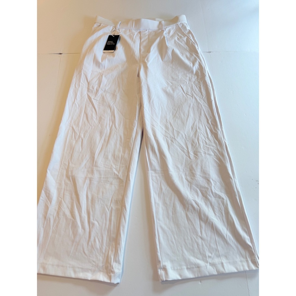 Halara White High Waisted Wide Leg Trousers Athleisure Pants Large Petite NWT
